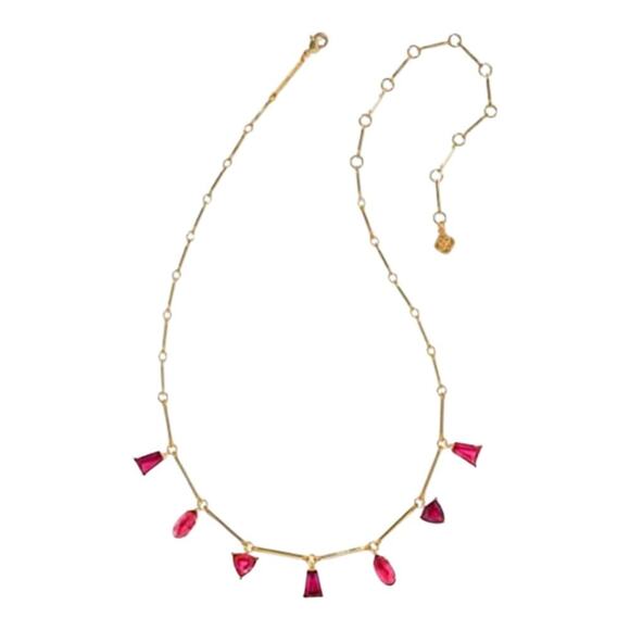 Kendra‎ Scott Blair Gold and Ruby Mix Jeweled Strand Charm Necklace New - Picture 1 of 8